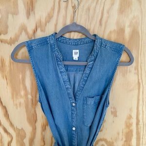 Gap Sleeveless Medium Indigo Midi Shirt Dress